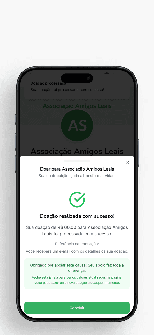 Recebendo doações mensais